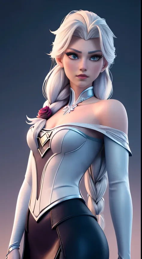 (elsa frozen-rose quartz su mezclando modelos .) highly detailed cg unity 8k wallpaper, style shot, complex, high detail, dramat...