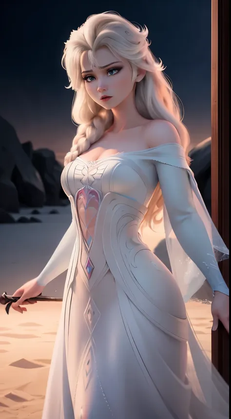 (elsa frozen-rose quartz su mezclando modelos .) highly detailed cg unity 8k wallpaper, style shot, complex, high detail, dramat...