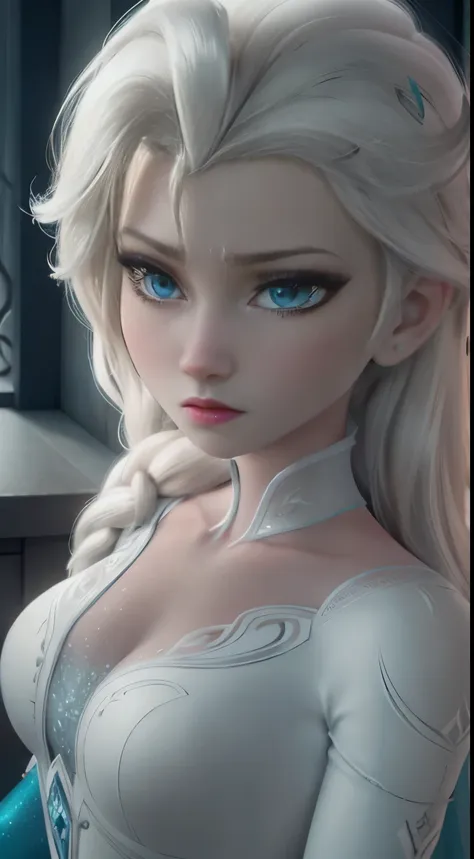 (elsa frozen-rose quartz su mezclando modelos .) highly detailed cg unity 8k wallpaper, style shot, complex, high detail, dramat...