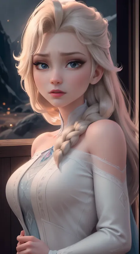 (elsa frozen-rose quartz su mezclando modelos .) highly detailed cg unity 8k wallpaper, style shot, complex, high detail, dramat...