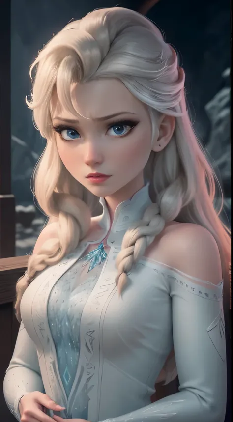 (elsa frozen-rose quartz su mezclando modelos .) highly detailed cg unity 8k wallpaper, style shot, complex, high detail, dramat...