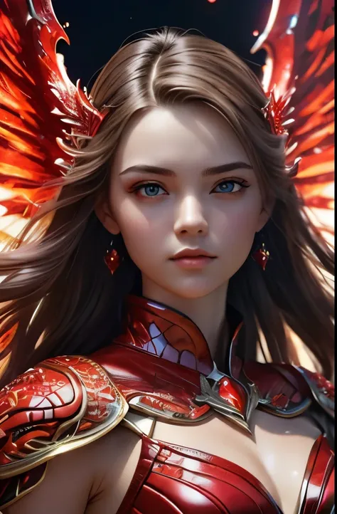 (ultra-detailed,best quality,realistic,photo-realistic:1.37)woman in red leather outfit,woman in white leather outfit,glowing wings,fire phoenix girl,character art,portraits,highres,studio lighting,vivid colors,realistic details,sharp focus,physically-base...