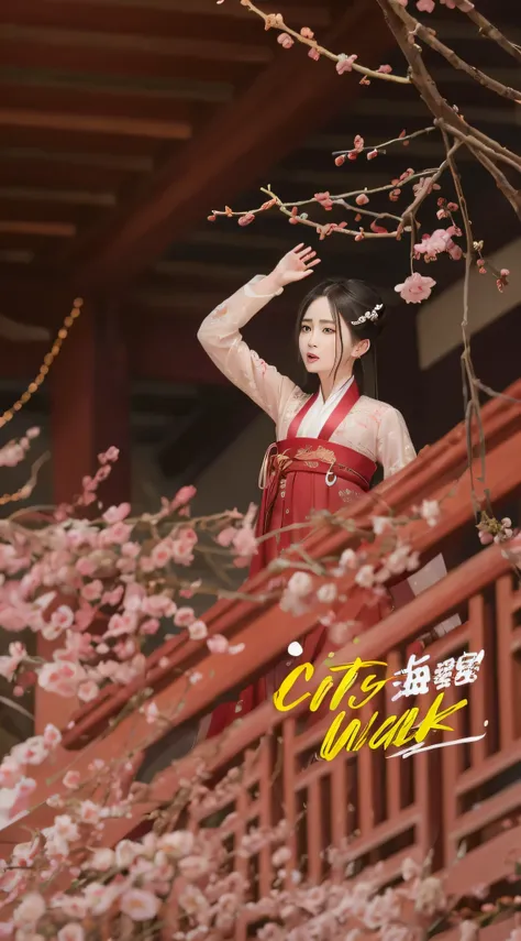 (best quality),(masterpiece),high detail,extremely_detailed_CG_Unite_8k_wallpaper,A woman in a red dress stands on the balcony, Popular topics on cgstation, gas station trends, palace ， girl wearing hanfu, 🌺 CG Society of Japan, The album cover, inspired b...