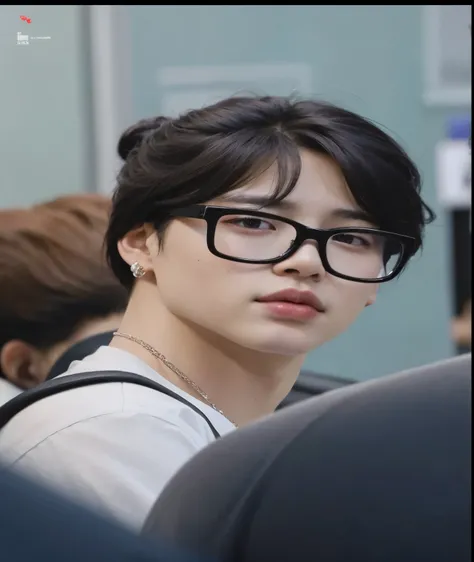 Araffated young man with glasses and a backpack looking at the camera., Jiminlos labios carnosos, park Jimin, Jiminhis right eyelid is swollen, Jimin, Jiminla nariz griega, accurate Jimin face, TaeJune Kim, Jung Jaehyun, kim doyoung, hyung tae, yoongi de p...