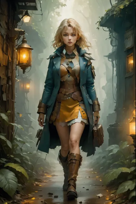 1965 cheerleader, medium skirt, purple gold colors, In the deep recesses of a military industrial complex stands Massively sized Time Tunnel in a government reinforce massive bunker forest covered in darkness and secrecy. A very attractive and futuristical...