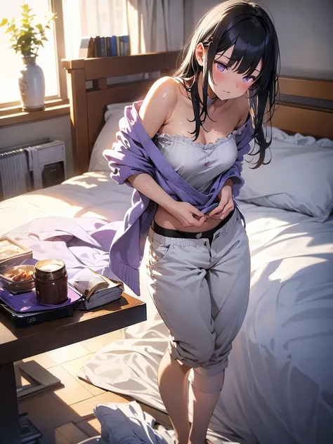 gorgeous bed，floor-to-ceiling night lights，floor to ceiling clear glass door，from the morning,元気よくmasturbation,purple theme,pret...