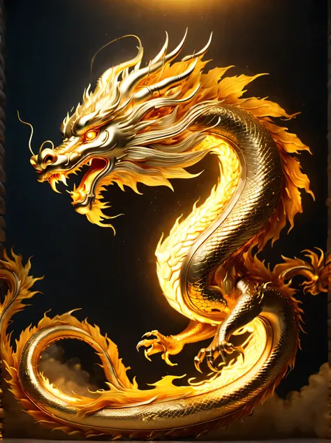 chinese dragon drawing, free wallpapers, light gold and dark amber styles, unreal engine 5, sophie peach, flashing light effect,...