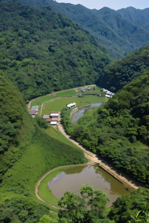 Hudang Shimada；rural；Big birds eye view；village；antiquity；超Big birds eye view；overlooking；