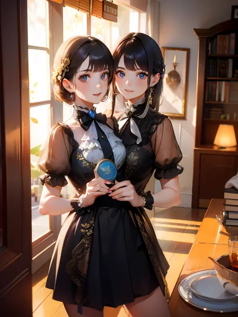 high quality, award winning, highres, 8k, (Two heads), 1girl,