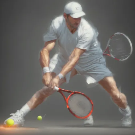 Arafed image of a man playing tennis on a white background, competition, tennis, by David Rubin, art illustration, art depiction, by Milko Lachi, fan art, tennis outfit, by Adam Malczynski, sponsored by Ernő Bank, by Gabór Szikszay, art rendering, official...