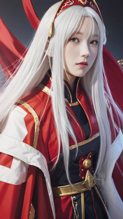 anime, a woman with long white hair and a red cape, white haired deity, detailed digital anime art, edelgard fire emblem, clean detailed anime art, detailed anime character art, detailed anime art, edelgard from fire emblem, detailed anime artwork, anime f...