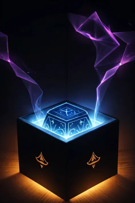 dark mystical box, background aura, box glowing effect, detailed illustration