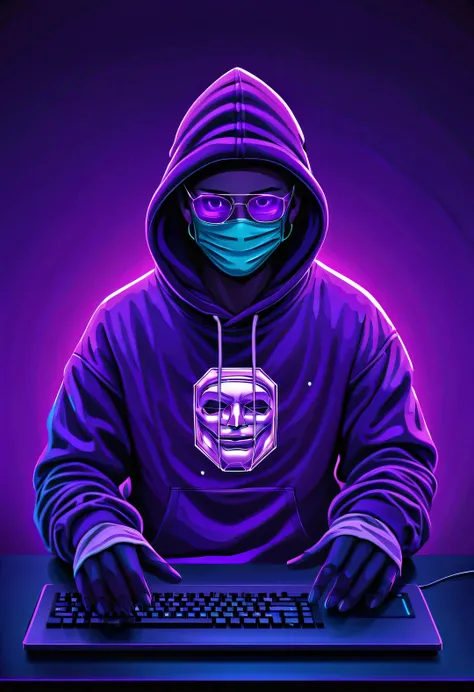 vaporwave style，vector illustration, minimalism, number, , beautiful and meticulous illustrations, a little more purple，hacker w...