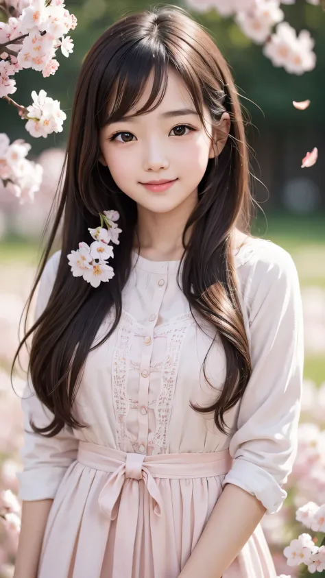 (1young girl), cute face, kawaii, Brown hair, instagram beautiful girl photos, great smiles, (Best Quality:1.3), (Ultra-detailed), (extremely detailed CG unified 8k wallpaper), Highly detailed, High-definition raw color photos, Professional Photography, ch...