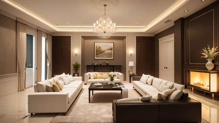 You are a famous interior designer、You have been asked to create a 3D image of a modern large room. Create a harmonious environment with modern and minimalist furniture. Including garden interior.
