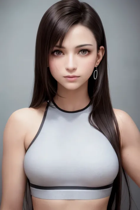 best quality, masterpiece, upper body,
(adult:1.6) hungarian woman, (smirk:0.4), arms behind head,
(photorealistic:1.4), (masterpiece, sidelighting, finely detailed beautiful eyes: 1.2), tifa, final fantasy 7 remake, (1 girl),((a solitary person)),shade of...