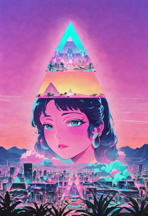 The head and body are separate, David sculpture interior, double contact, 商品ocean报,High saturation color,cyberpunk city in background, Ink punk, Colorful neon lights，futuristic city, English title，fantasy, matrix, desert, ocean, pyramid,Screen close-up,coc...