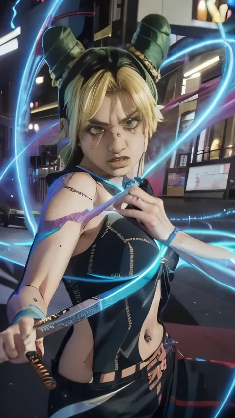 anime girl with a sword and a blue ring, demon slayer rui fanart, demon slayer artstyle, epic anime style, advanced digital anime art ”, annie leonhart in a neon city, trigger anime artstyle, key anime art, anime epic artwork, high quality colored sketch, ...