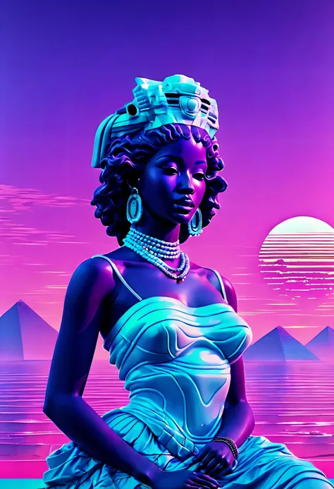 (Vaporwave Aesthetic:1.8), Beautiful vaporwave aesthetics in artwork, ancient african princess, 