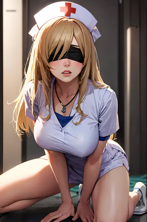 sword_miss,sword miss, long hair, blonde hair, blindfold, (black blindfold:1.2) , necklace , big bust, bijouterie, very long hair, best quality, sharp focus, (8 thousand), (4K), (masterpiece), (best quality), (realistic skin texture), very detailed, very d...