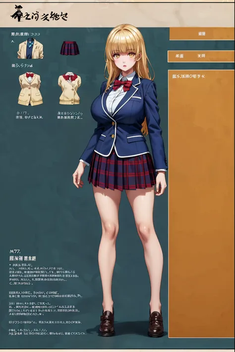 girl, solo, full body, from head to toe, standing, (Huge_Breasts:1.3), beautiful body, perfect body, nice body,

((Character Design Sheet:1.7, character reference sheet:1.7,)),

mahiru shiina, bangs, blonde hair, brown hair, (yellow eyes:1.3),
long hair, s...