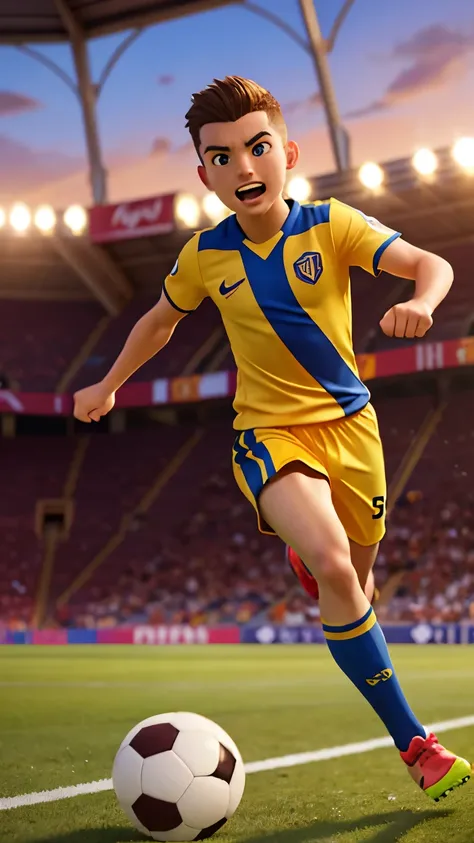 (a soccer player male dribbling),detailed action,quick and agile movements,energetic body language,highly skilled,impressive ball control,fast pace,competitive spirit,vibrant colors,sharp focus,extreme detail description,photorealistic rendering,profession...