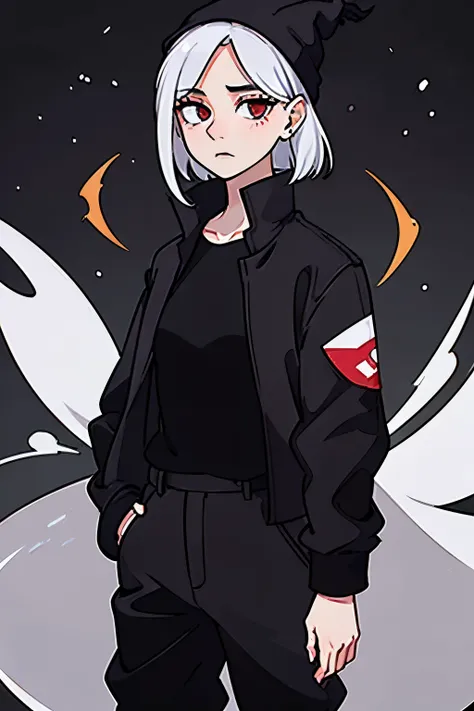 (masterpiece:1.2), (best quality:1.2), perfect eyes, perfect face, perfect lighting, 1girl, detailed clothes, aviator sunglasses, black beanie, black joggers, oversized_shirt, white_shirt, black and gray flannel shirt, albino, white hair, pale skin, blood ...