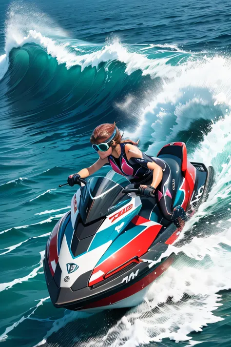 imagem horizontal  nautica colorida e impactante jetski