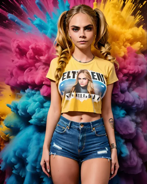 ((sks woman, cara delevingne,  camiseta molhada, bigfaketits, mamilos excitados)),master part,best quality,intrincado,aesthetic,...