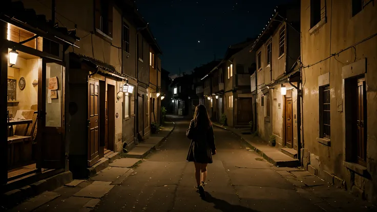 A girl wanders into a village at night