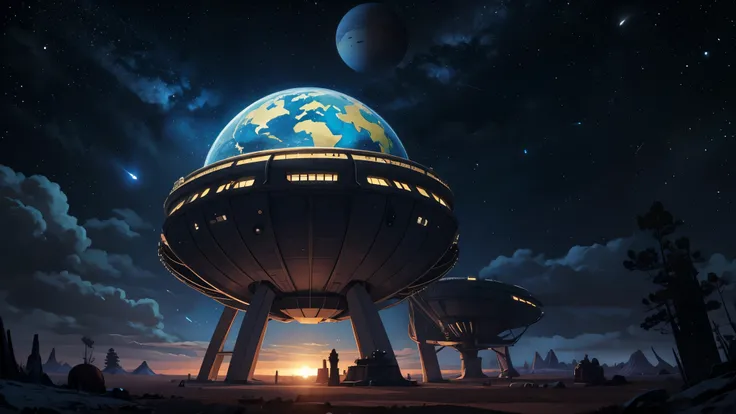 An alien planetary civilization observes the Earth with a giant telescope