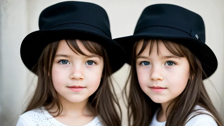 portrait photo black and white kids girl blonde in his 60s , reminiscent of iconic black and white landscapes a hat . , this por...