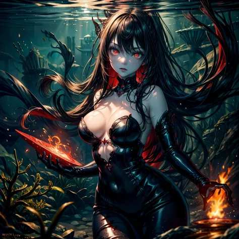 high details, best quality, 16k, [ultra detailed], masterpiece, best quality, (extremely detailed), full body, ultra wide shot, RAW, photorealistic, dark fantasy art, dnd art, rpg art, realistic art, an ultra wide picture of a vampiric mermaid (1.5 intrica...