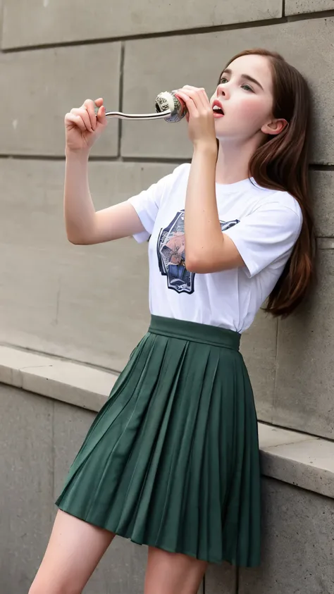 13 year old Zoey Deutch, pleated skirt, t-shirt dress, erection: 1.2, penis, big, long, veins, testicles