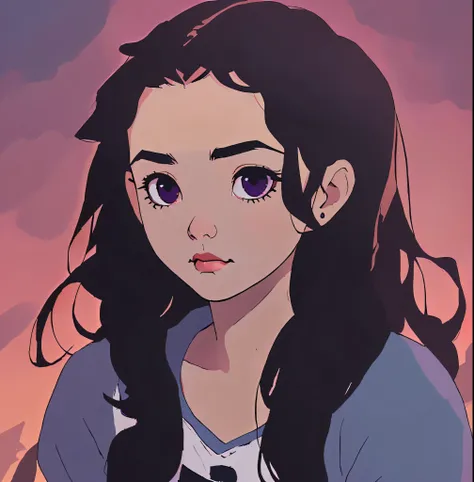 lofi ((best quality)), ((masterpiece)) night background cute girl longhair forehead 2d