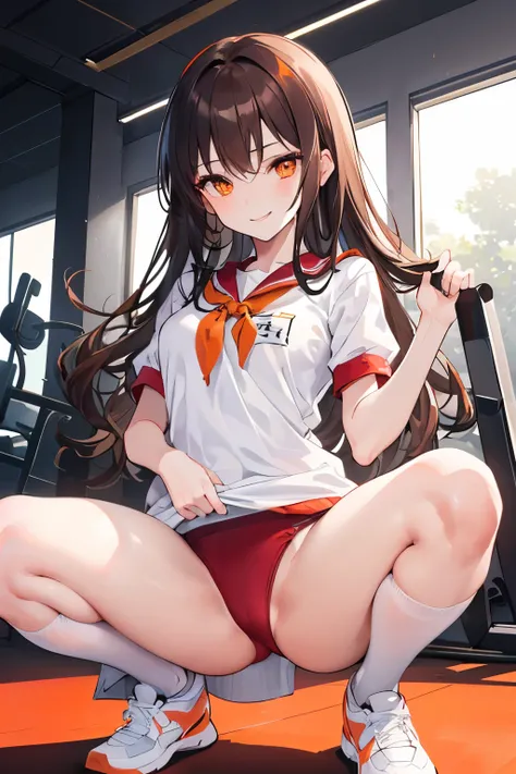 (((1girl))), ((best quality)), ((masterpiece)), ((ultra-detailed)), (illustration), (detailed light), (an extremely delicate and beautiful), (beautiful detailed eyes), (sunlight), ((extremely light)), 

((((white and deep red gym uniform)))),
school girl,
...