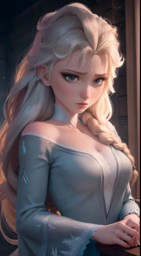 (elsa frozen-rose quartz su mezclando modelos .) highly detailed cg unity 8k wallpaper, style shot, complex, high detail, dramat...