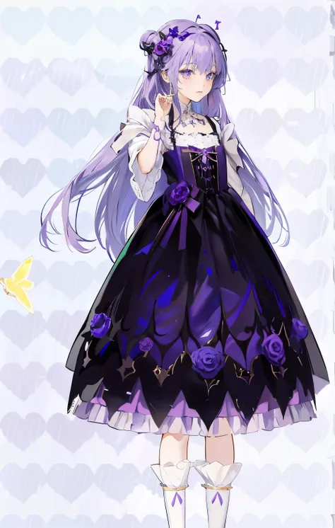 Anime girl in skirt with purple rose on her head, my dress up darling anime, Cute anime waifu wearing beautiful clothes, Moon themed clothing, Astral Witch Clothes, fantasy dress, Dress up in dreamy formal attire,  wearing clothes, magic dress, fantasy cos...