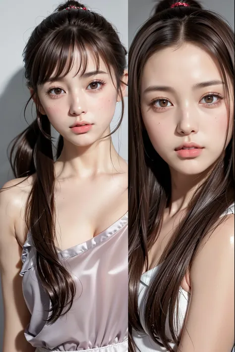 (In 8K、Raw photo、highest quality、masterpiece)、(realistic、Photoreal)、1 girl、Japanese、woman、16 years old、((detailed face))、detailed lips、(detailed eye)、((more skin))、(small)、perfect body、shiny skin、((dark brown hair))、(natural soft light)、((Asahi))、(Highly d...