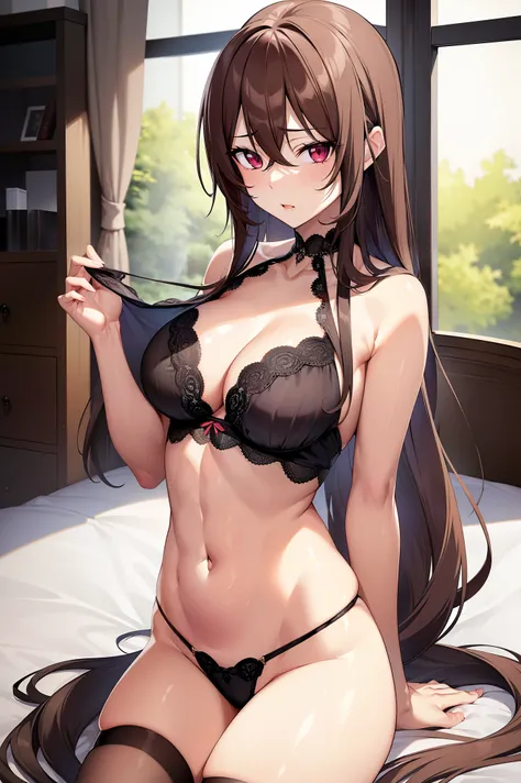 ((midynight, Need, 8k, tmasterpiece:1.3)), full bodyesbian, Long legs, Focalors:1.2, perfect figure beautiful woman:1.4, Slim abs:1.1, ((Dark brown hair, medium tit:1.2 )), (Lingerie transparent, transparent panty, standing on your feet:1.2), ((room)), Hig...