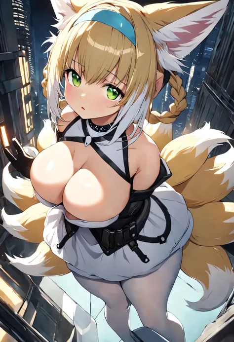 1 girl,lily of the valley (arknights),arknights,Cineminic angle,shortening,NSFW,brain out,naked,highest quality,超High resolution,masterpiece,High resolution,8K,UHD,detailed lighting,Fox girl,Fox_ears,animal_ears,animal_ear_fluff,The most beautiful blonde h...