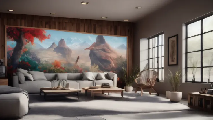 hyper ultra realistic photographs full body of Imagine a s playroom with a wooden wall painted in a whimsical mural. Brightly colored animals, flowers, and stars dance across the surface, creating a magical world for imagination to roam. ratio 16:9, 4k, 8k...