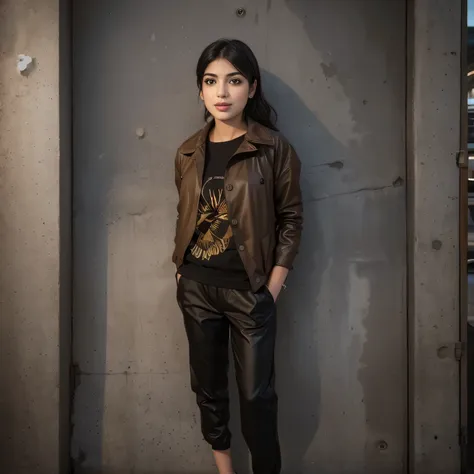 (8k, ultra high res:1.1) nasrin, an 18-year-old iranian girl, poses in front of a vibrant street art mural. she wears a trendy a...