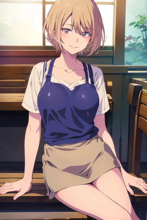 Akane CT, sitting, blush, smile, arm on table, Cafe, highest quality, masterpiece, High resolution