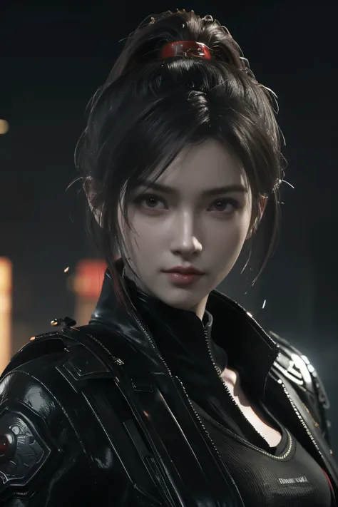 Game art，The best picture quality，Highest resolution，8K，(A bust photograph)，(Portrait)，(Head close-up)，(Rule of thirds)，Unreal Engine 5 rendering works， (The Girl of the Future)，(Female Warrior)， 22岁少女，(Female hackers)，(Rainbow hair，Ancient Oriental hairst...