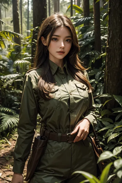 beautiful ranger woman in the forest