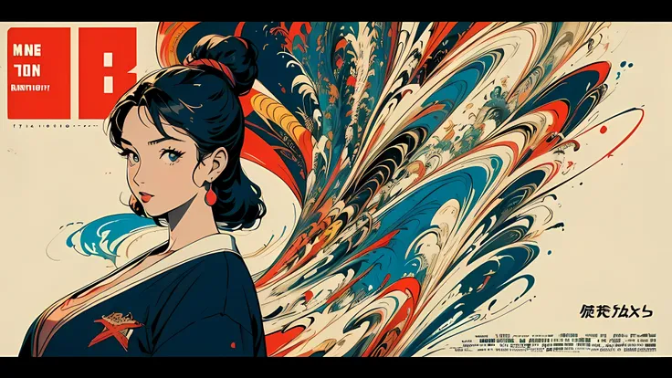 (Masterpiece, Best Quality),poster,abstract,movie poster,vintage,perfect lady,retro,anime,simple,retro,(((perfect one woman))),background_complicate,