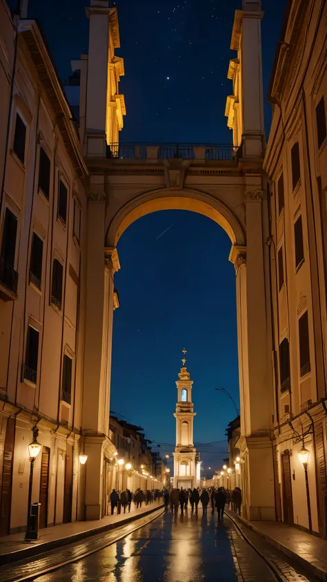 noite na cidade de roma na italia, coliseu, lua cheia, melhor fotografia, obra prima, 8k