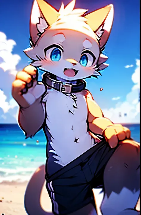 Purple fur,dark blue hair,light blue eyes,Eyes are bright,delicate skin,fine hair,hairy的尾巴,exquisite eyes,Blue-purple soft short cat ears,hairy,blue eyes,Handsome,Lovely,Cat style,Shota,blue pupils,A teenage blue kitten,Covered in blue fur,Topless,Skinny s...