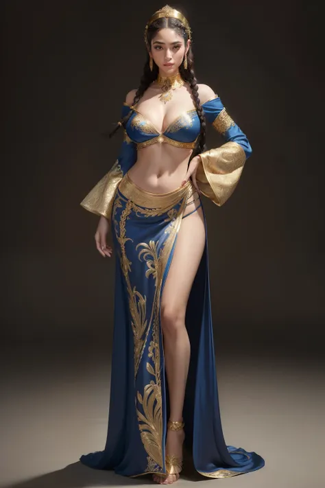 ((masterpiece, best quality, ultra-detailed, ultra-HD, photorealistic, cinematic)), ((alluring female Egyptian Princess)), (surrealism), (wide shot, full body:1.5), perfect body, sexy body, perfect face, perfect hands, delicate face, (bursting breasts), lo...